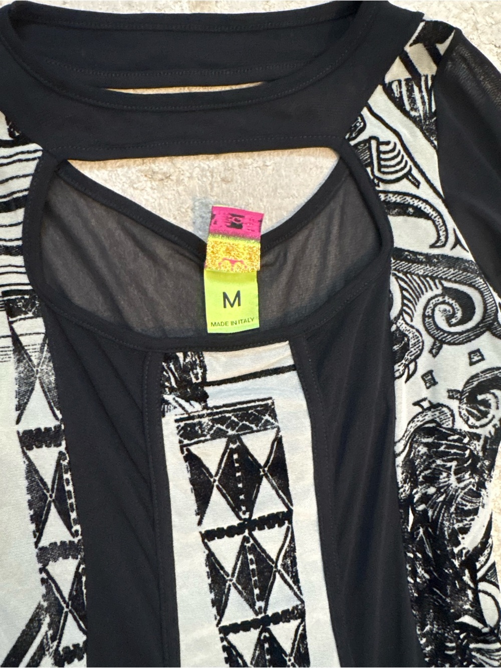 Save The Queen Cutout Maxi Dress Mesh Asymmetrical Overlay Print Size Medium - Picture 10 of 16
